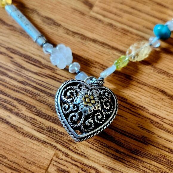 BRIGHTON "American Hero" Silver, Gold, Semi Precious Beaded Necklace BOHEMIAN! - Picture 3 of 13